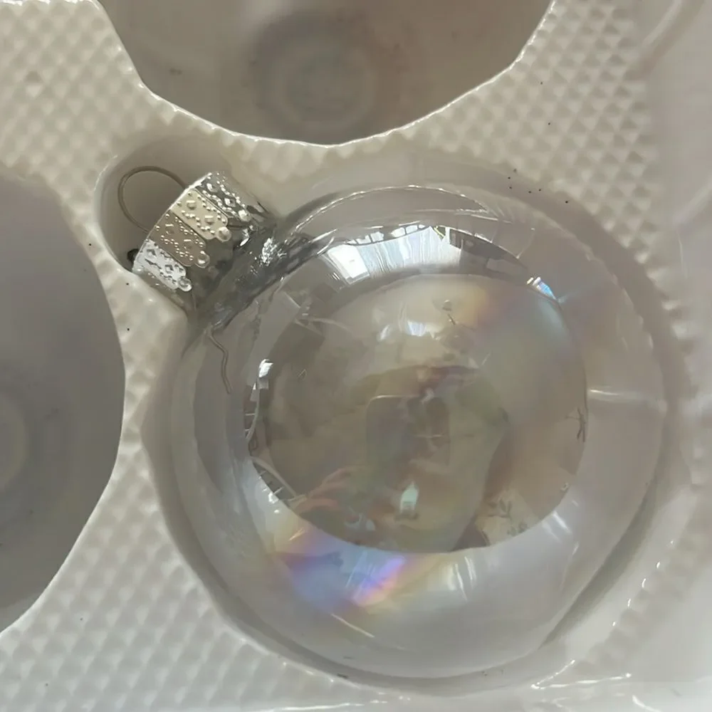 Upcycled Clear Glass Ornaments 3 Different Christmas Balls stocking, sleigh, hut